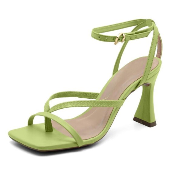 Julia & Santos Shoes - NEW Designer Strappy Lime Green Square Toe Heel